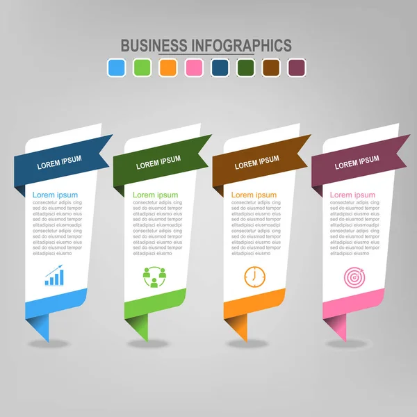 Cuatro banners para infografías, vector concepto de negocio — Vector de stock