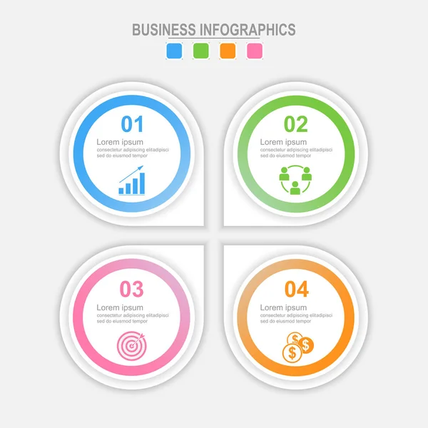 Vier Optionen Infografik, Vorlage für Ihr Design, Geschäftskonzeptvektor — Stockvektor