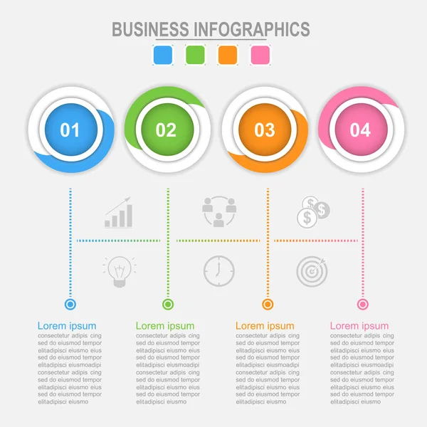 Quatre options d'infographie, processus de connexion, vecteur de concept d'entreprise — Image vectorielle