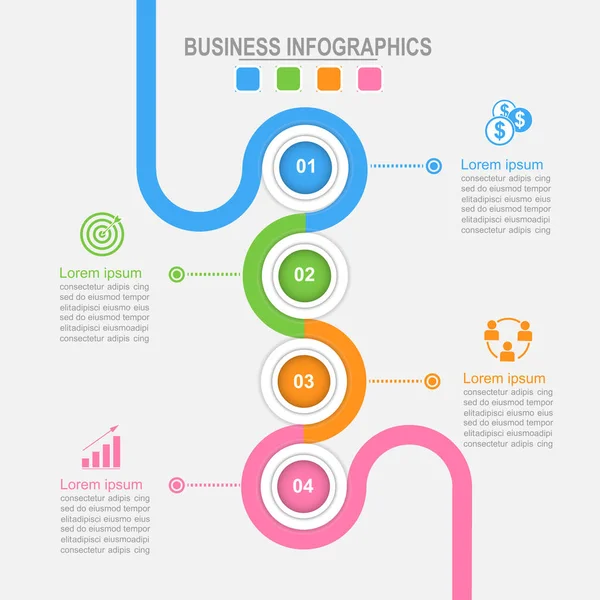 Dört seçenek Infographic, bağlantı iş kavramı vektör