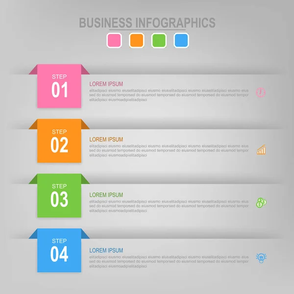 Infografik des Schrittes, flaches Design des Business-Icon-Vektors — Stockvektor