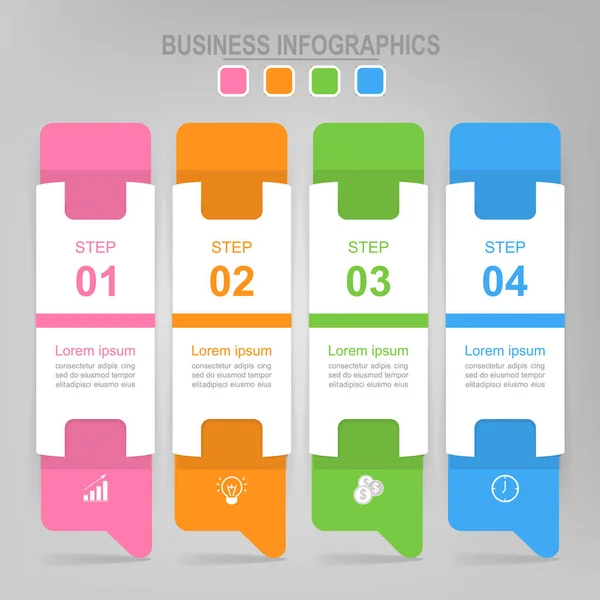 Infografik des Schrittes, flaches Design des Business-Icon-Vektors — Stockvektor