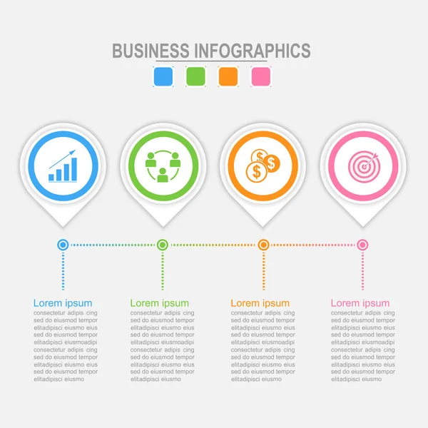 Infográfico de quatro opções, modelo para seu projeto, negócio con — Vetor de Stock