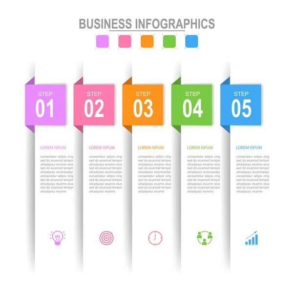 Infografik des Schrittes, flaches Design des Business-Icon-Vektors — Stockvektor