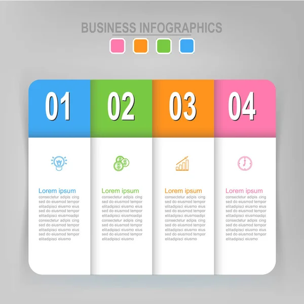 Infografik des Schrittes, flaches Design des Business-Icon-Vektors — Stockvektor