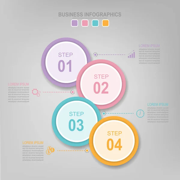 Circle 要素、ビジネス アイコン ベクトルのフラットなデザインのインフォ グラフィック — ストックベクタ