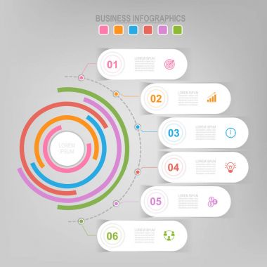Infographic circle öğesinin düz iş simge vektör tasarımı