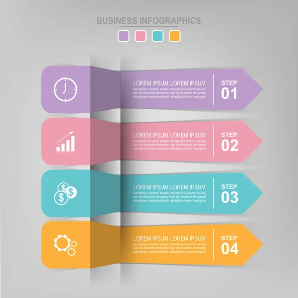 Infografik des Schrittes, flaches Design des Business-Icon-Vektors — Stockvektor