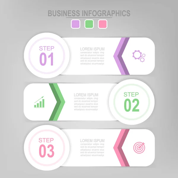 Infographic of step, flat design of business icon vector — Stock Vector