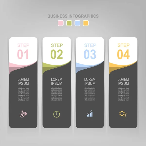 Infografik des Schrittes, flaches Design des Business-Icon-Vektors — Stockvektor