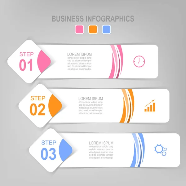 Infográfico da etapa, projeto liso do vetor do ícone do negócio — Vetor de Stock