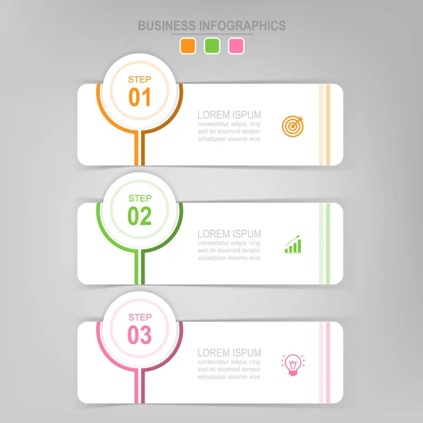 Infografica di step, progettazione piatta di business icon vector — Vettoriale Stock