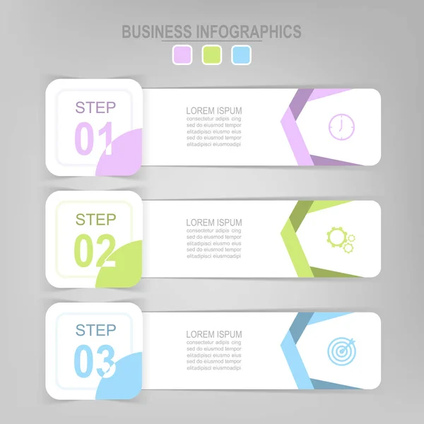 Infográfico da etapa, projeto liso do vetor do ícone do negócio — Vetor de Stock