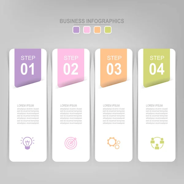Infografik des Schrittes, flaches Design des Business-Icon-Vektors — Stockvektor
