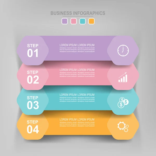 Infografik des Schrittes, flaches Design des Business-Icon-Vektors — Stockvektor