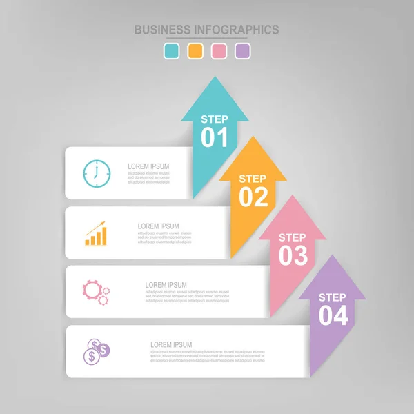 Infografica di step, progettazione piatta di business icon vector — Vettoriale Stock