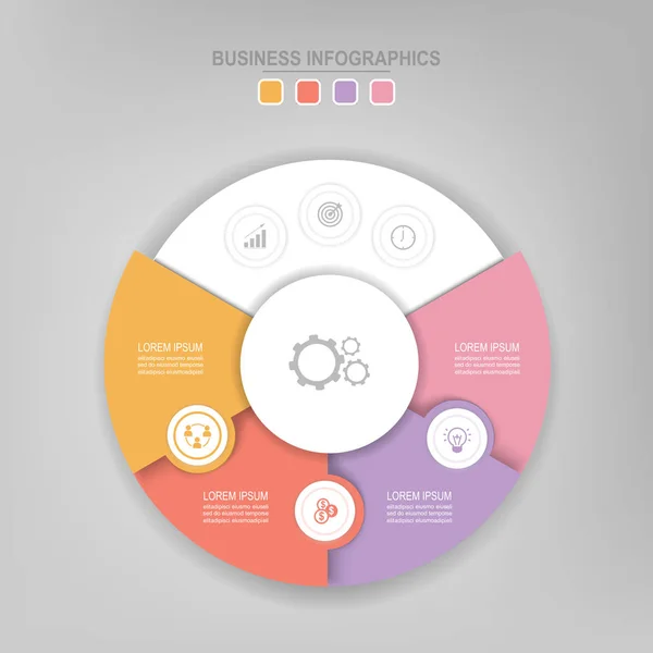 Infografik des Kreis-Elements, flaches Design des Business-Icon-Vektors — Stockvektor