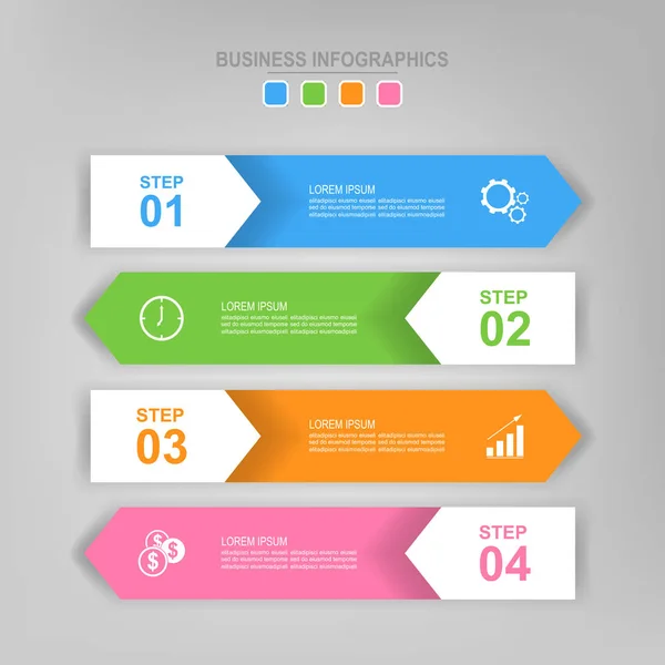 Infografica di step, progettazione piatta di business icon vector — Vettoriale Stock