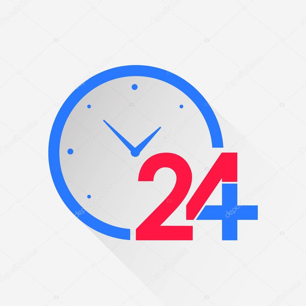 Healthcare and medical long shadow icon with clocks