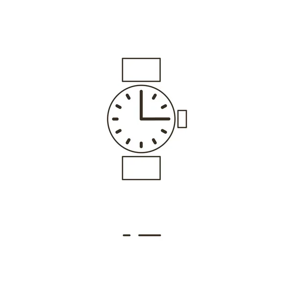 Vektorillustration av tunn linje armbandsur ikonen på vit bakgrund — Stock vektor