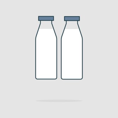 Süt şişesi renk ince çizgi simgesi. Vektör çizim