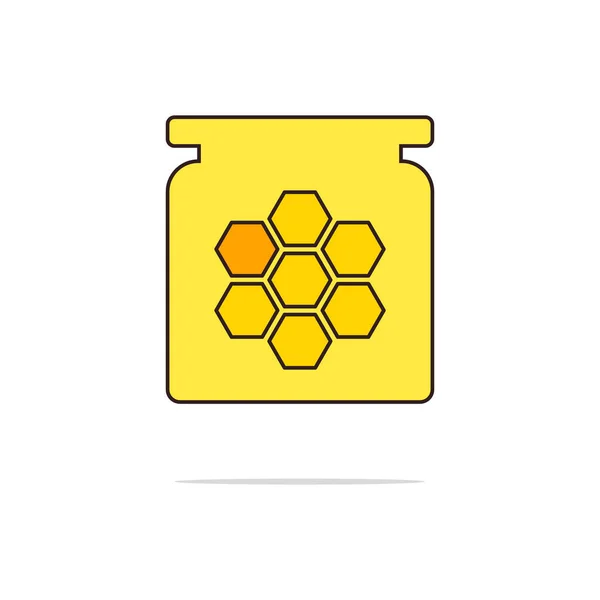 Honey in glass jar color thin line icon.Vector illustration - Stok Vektor