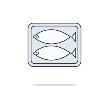 Canned fish color thin line icon.Vector illustration clipart
