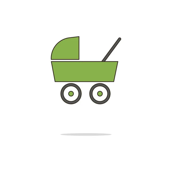 Bebé carro color línea delgada icon.Vector ilustración — Archivo Imágenes Vectoriales