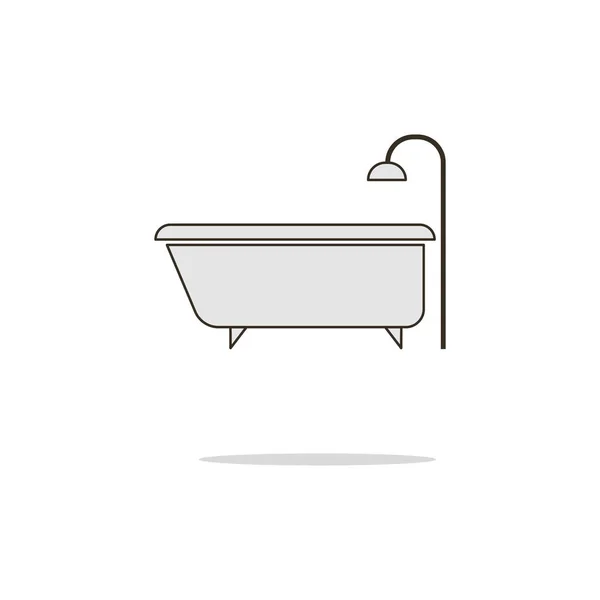 Banho e chuveiro cor linha fina icon.Vector ilustração — Vetor de Stock