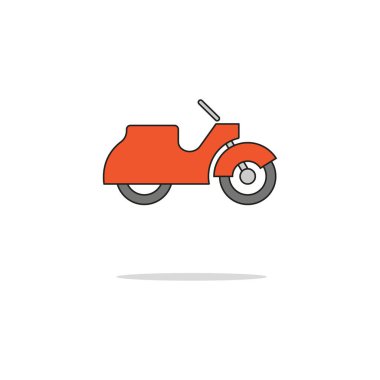 Retro scooter renk ince çizgi simgesi. Vektör çizim