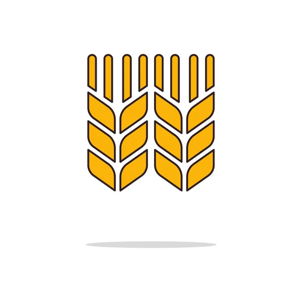 Ilustrasi Ikon Garis tipis warna gandum - Stok Vektor
