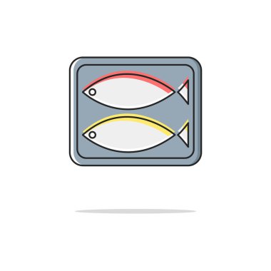 Konserve balık renk ince çizgi simgesi. Vektör çizim