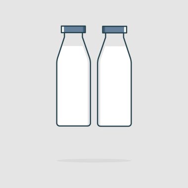 Süt şişesi renk ince çizgi simgesi. Vektör çizim