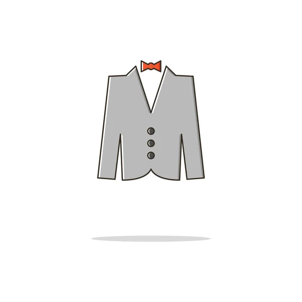 Jacket and bow tie color thin line icon.Vector illustration — Stock Vector