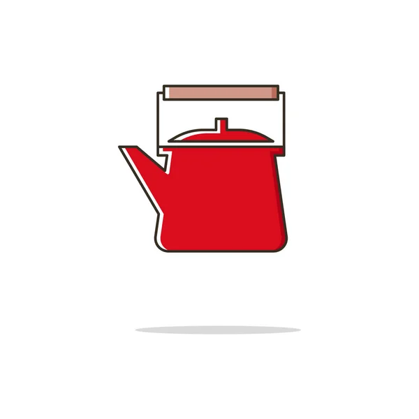 Wasserkocher Farbe dünne Linie icon.vector Illustration — Stockvektor