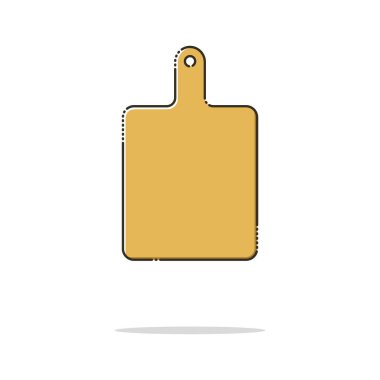 Kesme kurulu renk ince çizgi simgesi beyaz arka plan üzerinde. Doğrusal sembolleri.