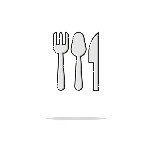 Cutlery Color Thin Line Icon White Background Linear Symbols — Stock Vector