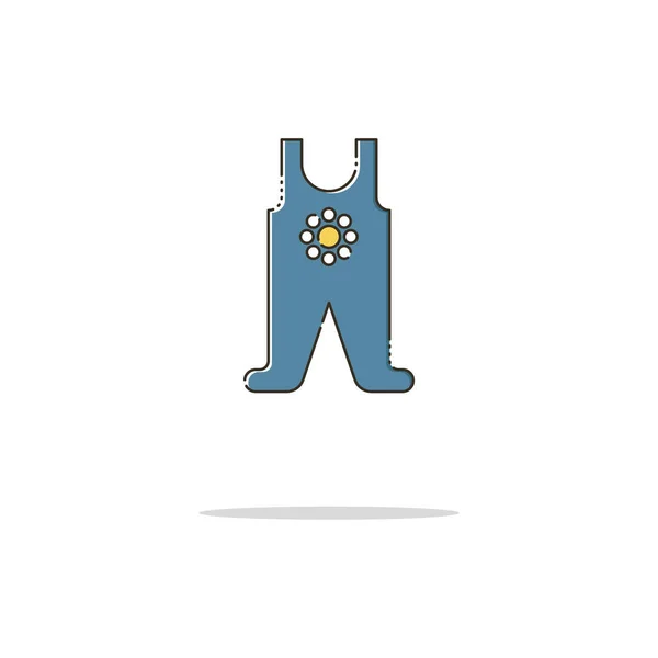 Baby Romper Dunne Lijn Pictogram Kleur Witte Achtergrond Lineaire Symbolen — Stockvector