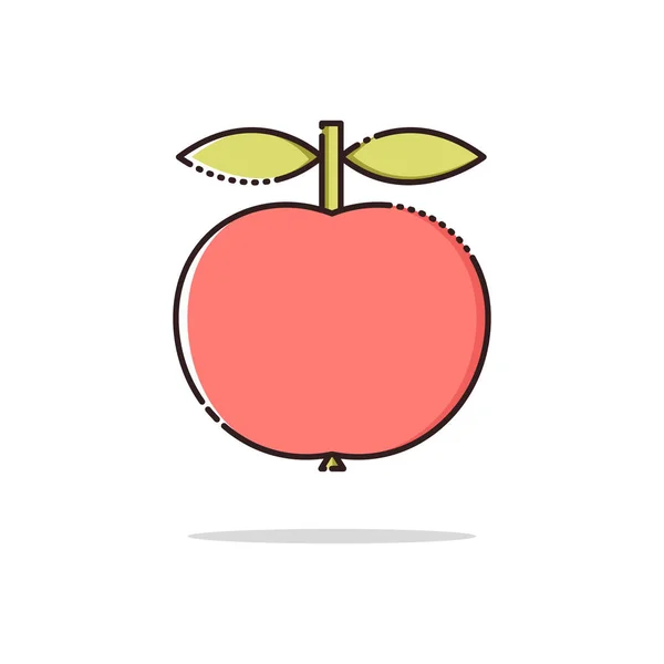 Φρούτων Μήλο Χρώμα Λεπτή Γραμμή Εικονίδιο Άσπρο Φόντο Γραμμικά Σύμβολα Διανυσματικά Γραφικά