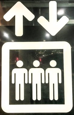 İnsanların Asansör işareti / etiket 