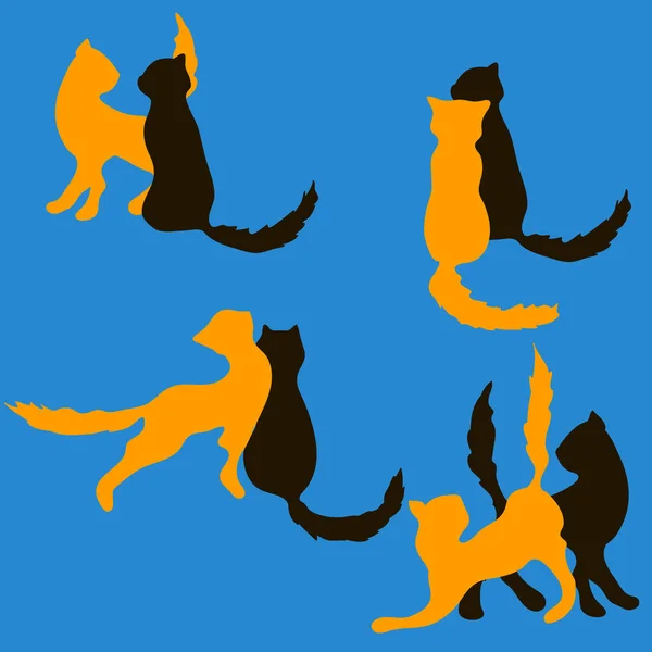 Eine Reihe von Katzenpaaren — Stockvektor