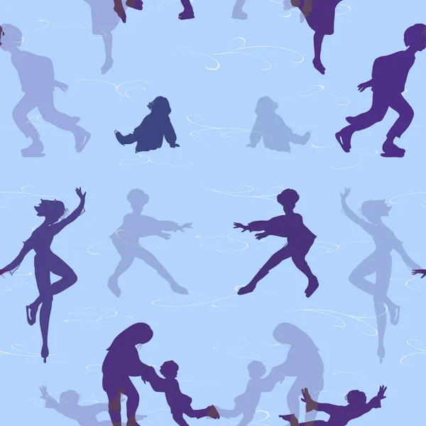 Nahtloses Muster mit Silhouetten von Skatern — Stockvektor