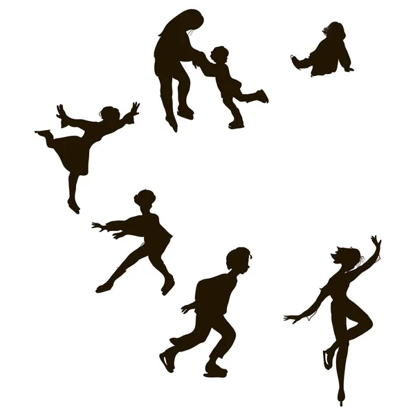 Ensemble de silhouettes de patineurs de formes graphiques — Image vectorielle