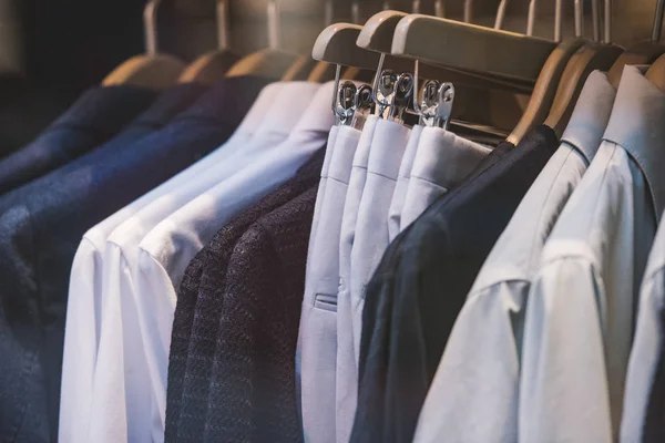 Casual clothing on racks — Stock Photo, Image