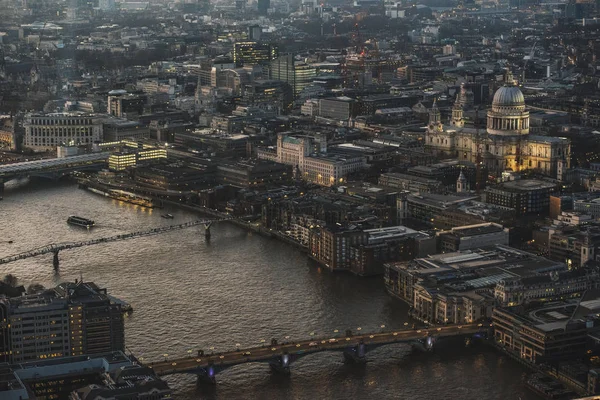 London om natten - flyfoto – stockfoto