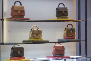 Paris'te bir mağazada kadın çantaları