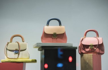 Paris'te bir mağazada kadın çantaları