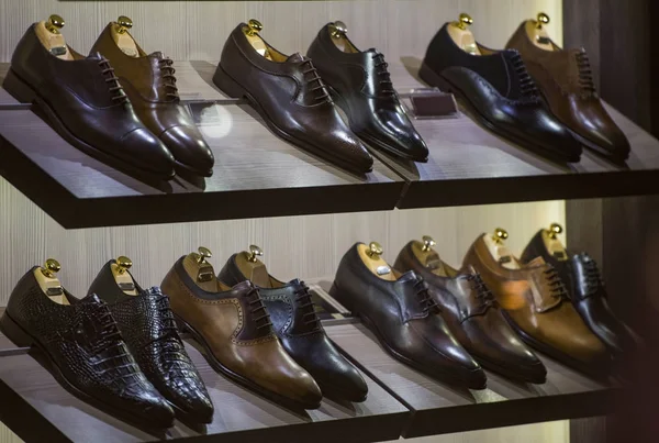 Men shoes in a luxury shop in Paris