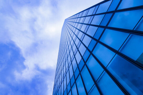 Corporate business glass building and blue sky