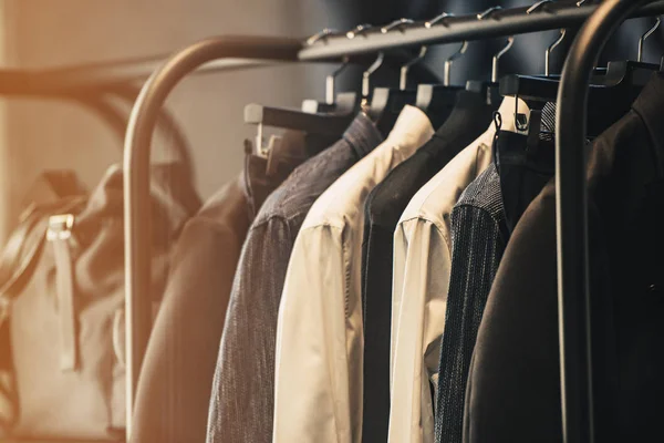Men Clothing Rack Closeup Photo — Stock Photo, Image
